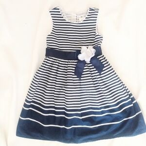 Joe And Ella Girls Navy Bow Striped Dress with underskirt 6